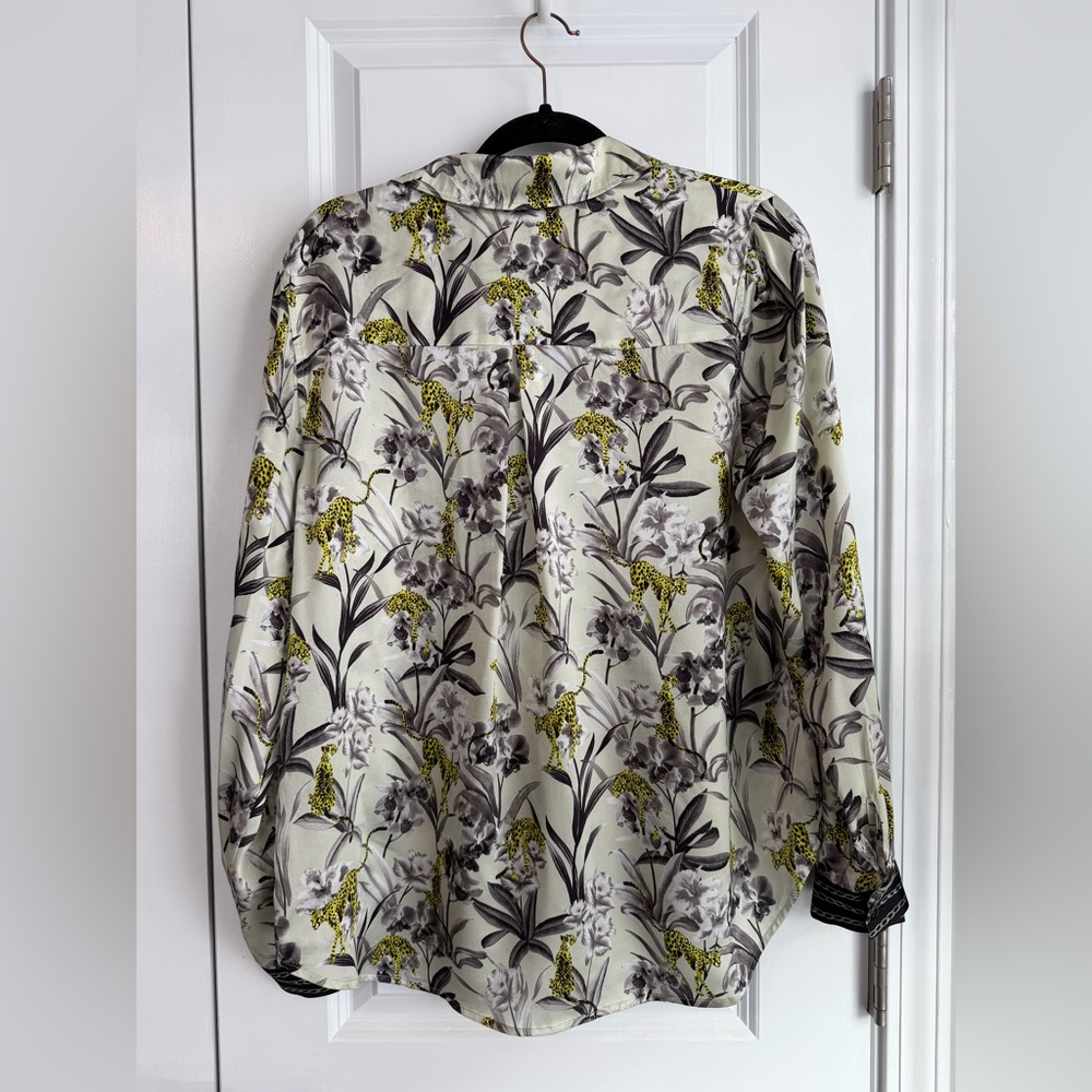 L’AGENCE Women’s Tyler Holly Floral Silk Shirt Mixed Motif Luxury Size XL - Picture 4 of 12